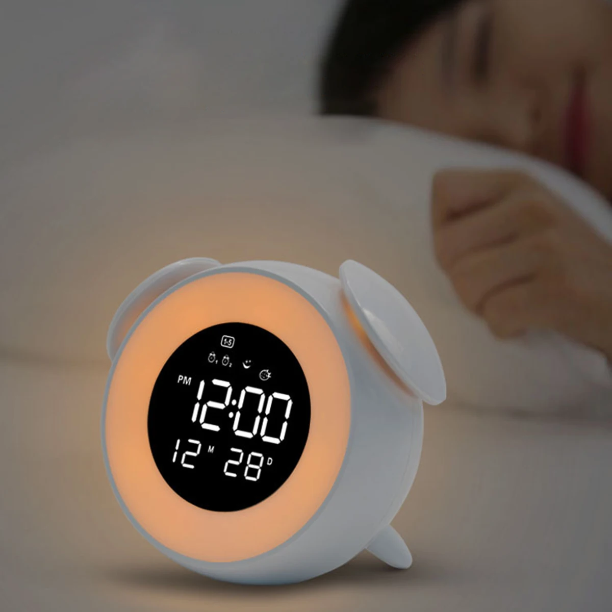 XNCH цифровой будильник Sunrise Wake Up Light имитация прикроватная лампа ночник функция повтора встроенный 25 музыкальный будильник