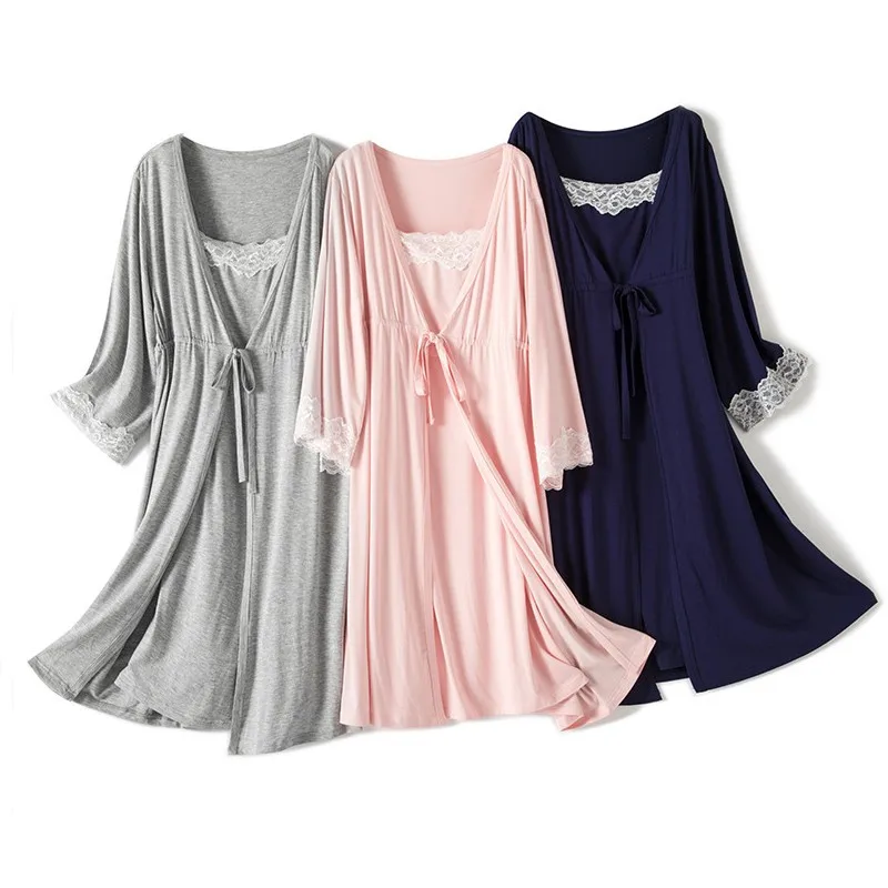 

Maternity 2Pcs/Set Pregnancy Pajamas Sleepwear Nursing Pregnant Pajamas Breastfeeding Nightgown Elegant Camisole Lounge Dress