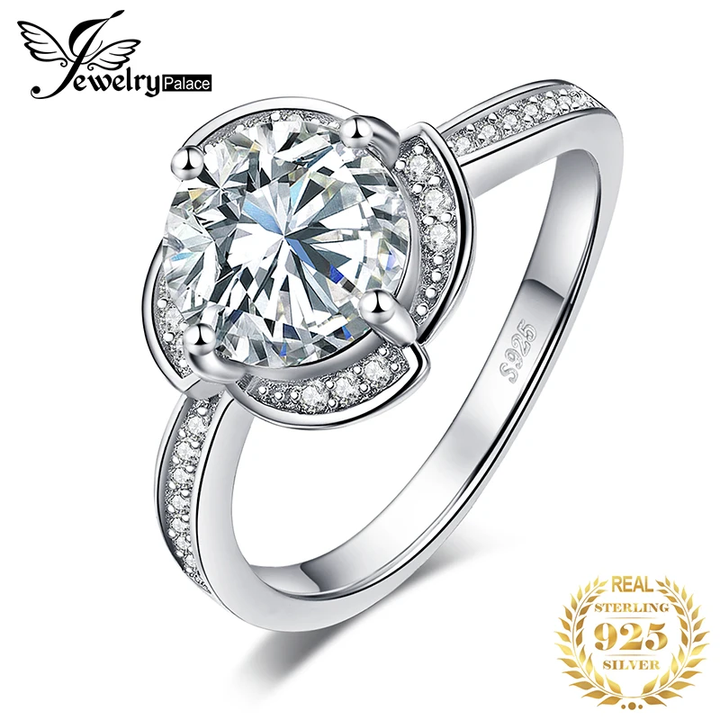 JewelryPalace цветок ветряная мельница 2.9ct фианит обещание Halo обручение кольцо 925 пробы