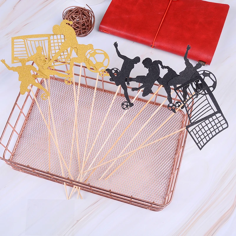 1 Set Football Men Cake Toppers Paperboard Cupcake Flags Baking Decor DIY Birthday Wedding Party Supplies For Sports Fans 2Color