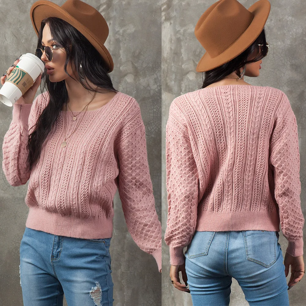 

2020Women's Wool Knitted Tops Autumn Winter Warm Long Sleeve Pullover Sweaters Pullover Loose Sweater Females Clothes