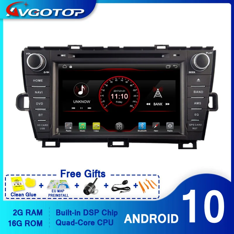 AVGOTOP Android 10 WINCE Bluetooth GPS автомобильный Радио dvd-плеер для TOYOTA PRIUS левый Драйвер 2G 16G MP3