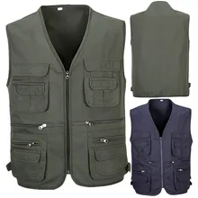Жилет с несколькими карманами для фотосъемки, жилет для рыбалки, жилет для репортёра, повседневный жилет из хлопка большого размера