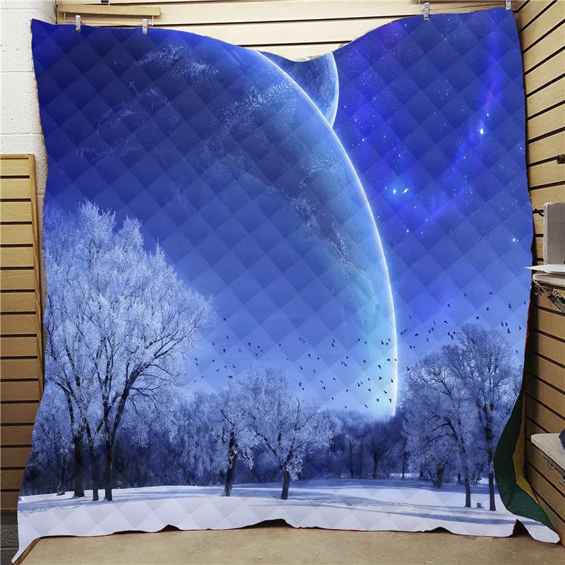 picture color Galaxy Tree Shadow принтованное домашнее одеяло для дивана, размер queen, для детей и взрослых, теплые одеяла для кровати, уличное одеяло для кемпинга, пикника - Цвет: picture color