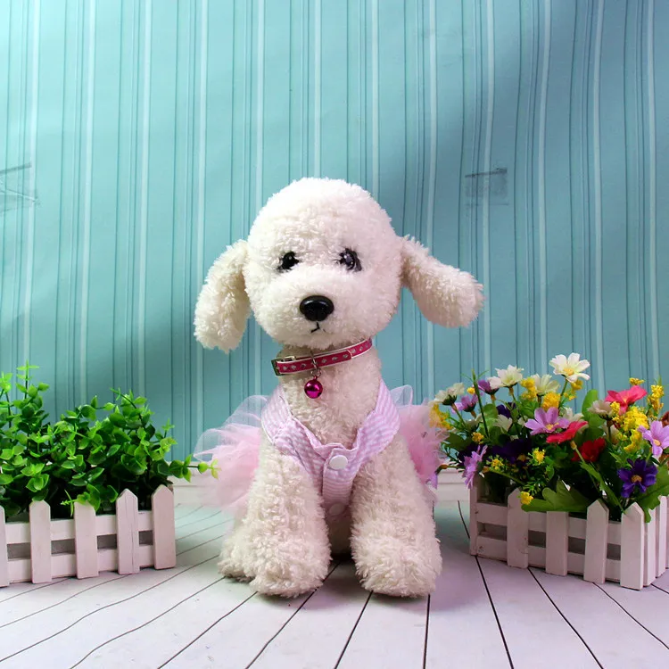 

New Striped Fresh Layer Cake Skirt Dog Teddy VIP than Bear Dress Strap Dress Spring and Summer Dress Three Colors Are Available