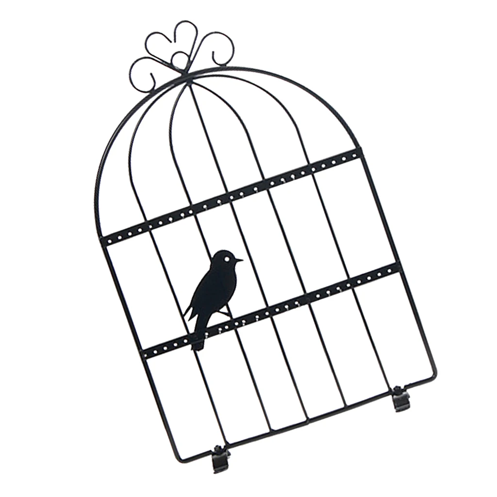 

2 Panels Cage-shaped Jewelry Display Rack for Hanging Bracelet Earring Jewelry Organizer