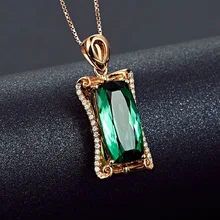 

MENGYI 2020 New Luxury Green Rectangle Zircon Pendants Necklace For Women Rose Gold Wedding Necklace Jewelry Gift