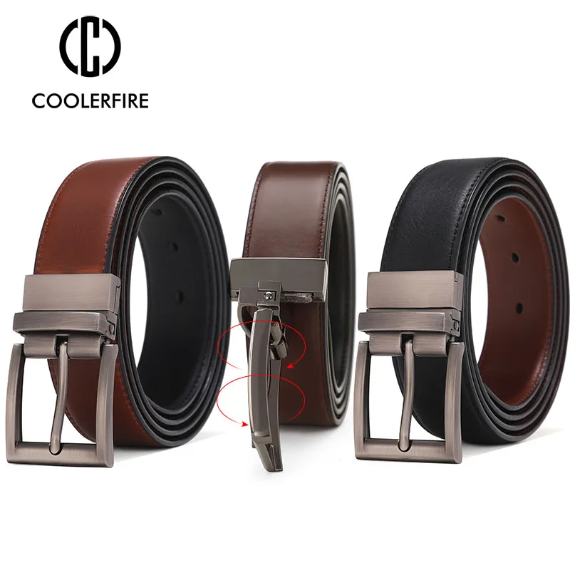 Men Reversible Genuine Leather Belt for Trouser Jeans Dress