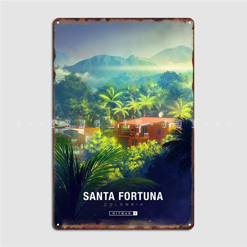 Hitman Santa Fortuna Metal Sign Wall Pub Kitchen Plates Design Tin Sign Poster