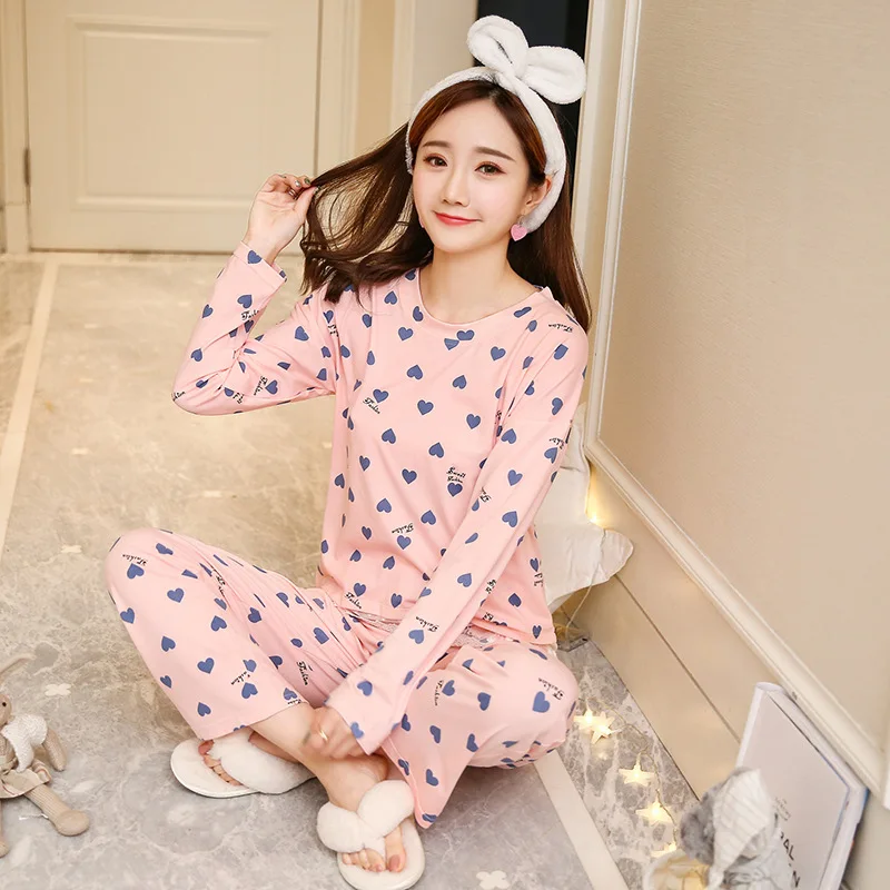 [Jun xin] весенне-осенняя кружевная Пижама с сердечками персикового цвета Qmilch M-xxl20 юаней; 2 цвета