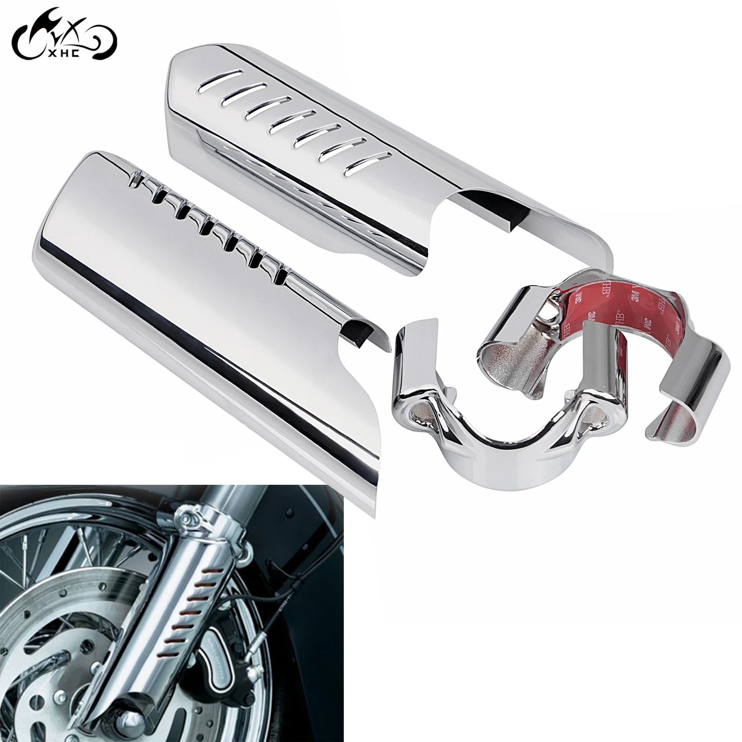 MotorcycleABSChromeLowerForkLegDeflectorShieldsCoverForHarley