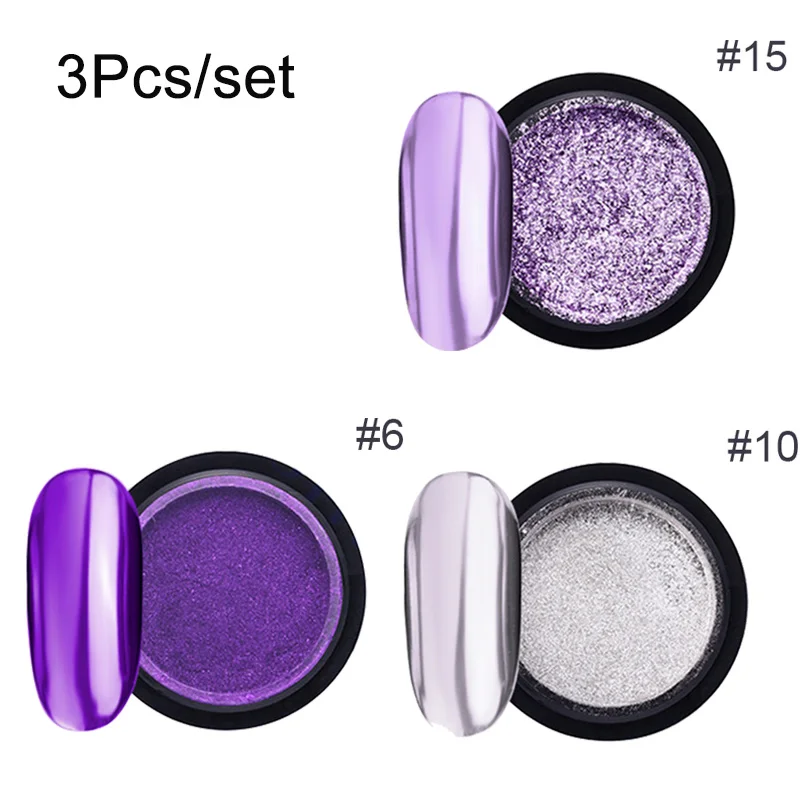3pcs set 4 9 г/2 г зеркало для ногтей блестящая пудра металлический цвет УФ-гель для дизайна ногтей Полировка хромированные хлопья пигментная пыль украшения Маникюр - Цвет: 3pcs set 4