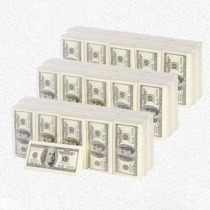 8 Packs for Creative Napkin Paper 100 Dollar for Raw Pulp Facial Tissue Handkerchief Wedding Birthday Disposable