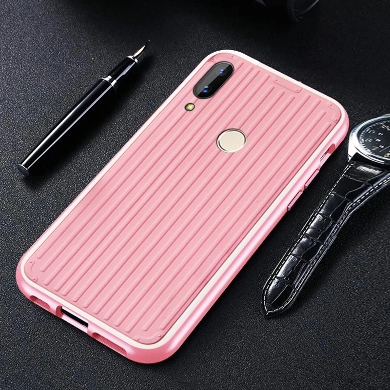 Изогнутый чехол, для HuaWei Y9 Prime y5 honor 8s на жесткой силиконовой 3D роскошной задней панели телефона - Цвет: Pink