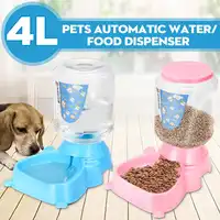 4L большой автоматический питомец собака кошка щенок еда вода блюдо миска диспенсер питатель Envrionment-friendly PP пластик розовый синий 31x21x30 см