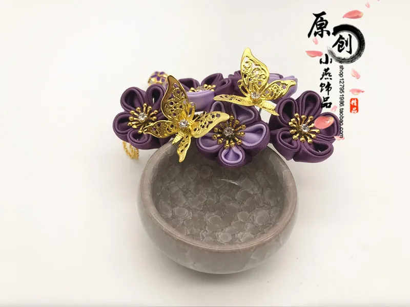 Шпилька для волос ручной работы Tuck гребень Косплей Аксессуары Kanzashi Sakura Butterfly tsuami