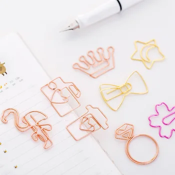 

5pcs/lot Cute Lovely Envelope Star Diamond Mini Paper Clips Stationery Metal Clear Binder Clips Photos Tickets Notes Letter