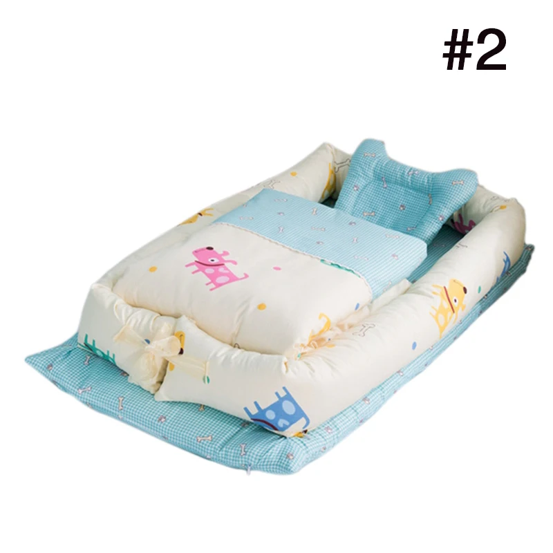 4 шт., детская кровать-гнездо, моющаяся, детские дорожные кровати, хлопок, портативная кроватка, мягкая детская кровать, бампер, матрас, подушка, одеяло, набор постельного белья для новорожденных - Цвет: style 2