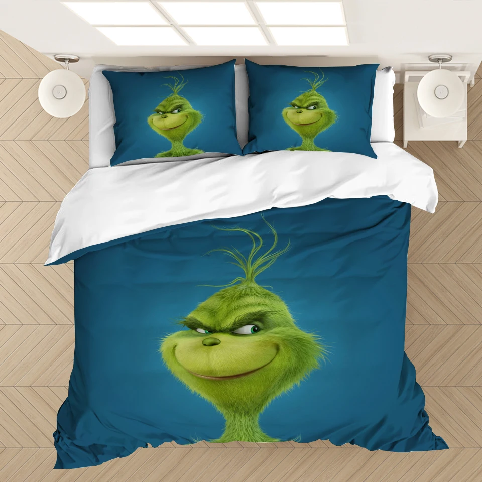 Светло-серый Grinch палантин Рождественский 3D комплект постельного белья пододеяльники наволочки цельное одеяло комплект постельного белья s постельное белье - Цвет: Светло-серый