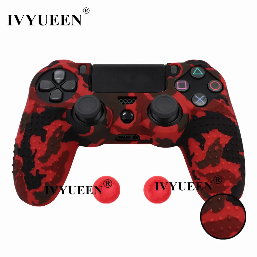 Силиконовый защитный чехол IVYUEEN с противоскользящим покрытием для sony Dualshock 4 PS4 DS4 Pro, тонкий чехол для контроллера, аналоговый захват для большого пальца