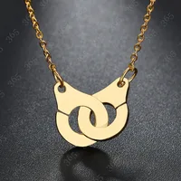 2021 Hot Sale Stainless Steel Handcuff Necklace Steel Color Simple Chain Lovers Necklace For Valentine's Day Gift 5