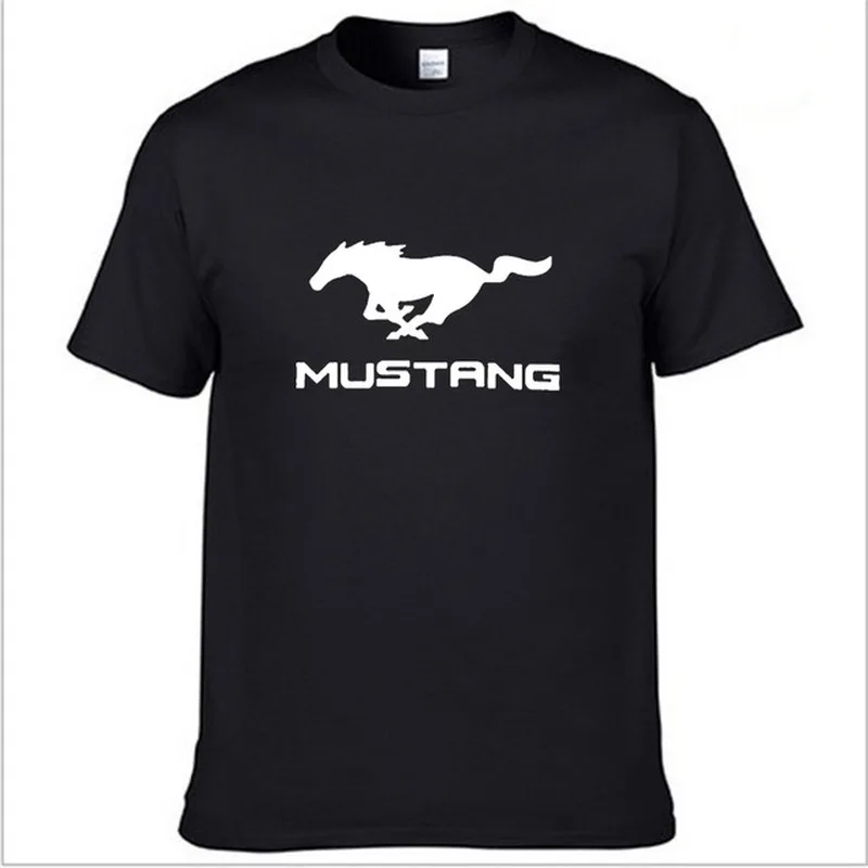 Футболка мужская с логотипом машины Mustang повседневная тенниска из хлопка модная