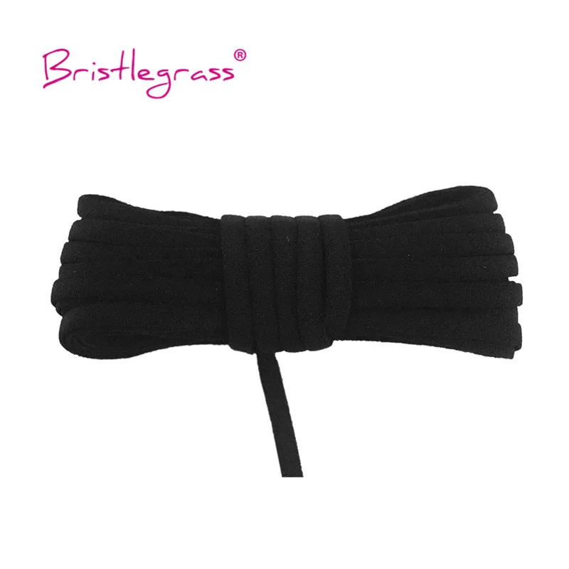 BRISTLEGRASS 2 5 10 Yard 3/16" 5mm Nylon Skinny Flat Elastics Cord Tube Rope Spandex Band String Face Cover Ear Loop Sewing Trim