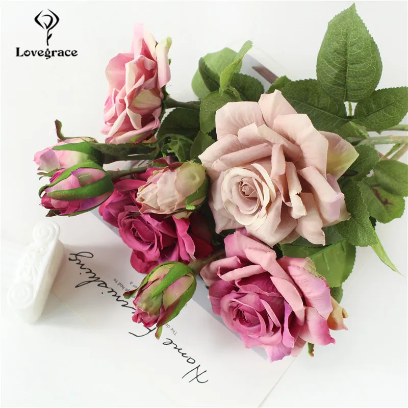 Artificial flower single rose flower branch artificial silk rose wedding scene decoration bride girlfriends bouquet wedding bouquets,artificial rose flowers