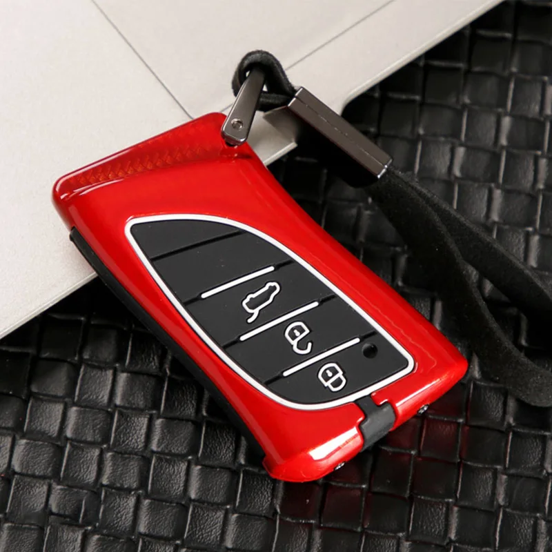 Carbon Red Цинковый сплав+ силиконовый автомобильный чехол для дистанционного ключа для Lexus ES200 ES260 ES350 ES300h LS350 Защитная крышка для ключа Держатель брелка - Название цвета: Carbon Red