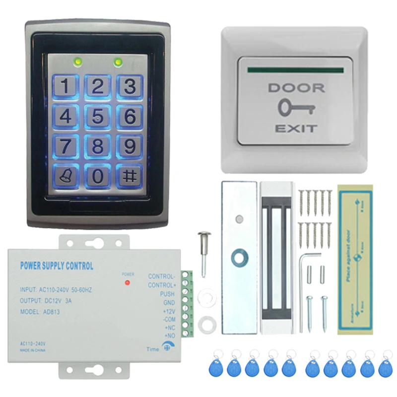 

Door Access Control System, Electric Magnetic Door Lock Access Control Card Password Door Home Security System Kit with 180Kg Ma