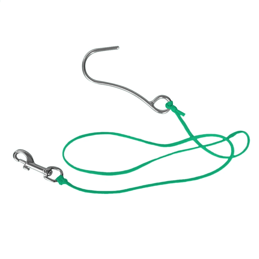 Scuba Diving Reef Drift Hooks With 120cm Line & Stainless Steel Clip Single Reef Hook
