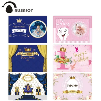 

Allenjoy Crown photography backdrop prince 1st birthday Curtains photozone party Backdrops Kid Baby Shower background photocall