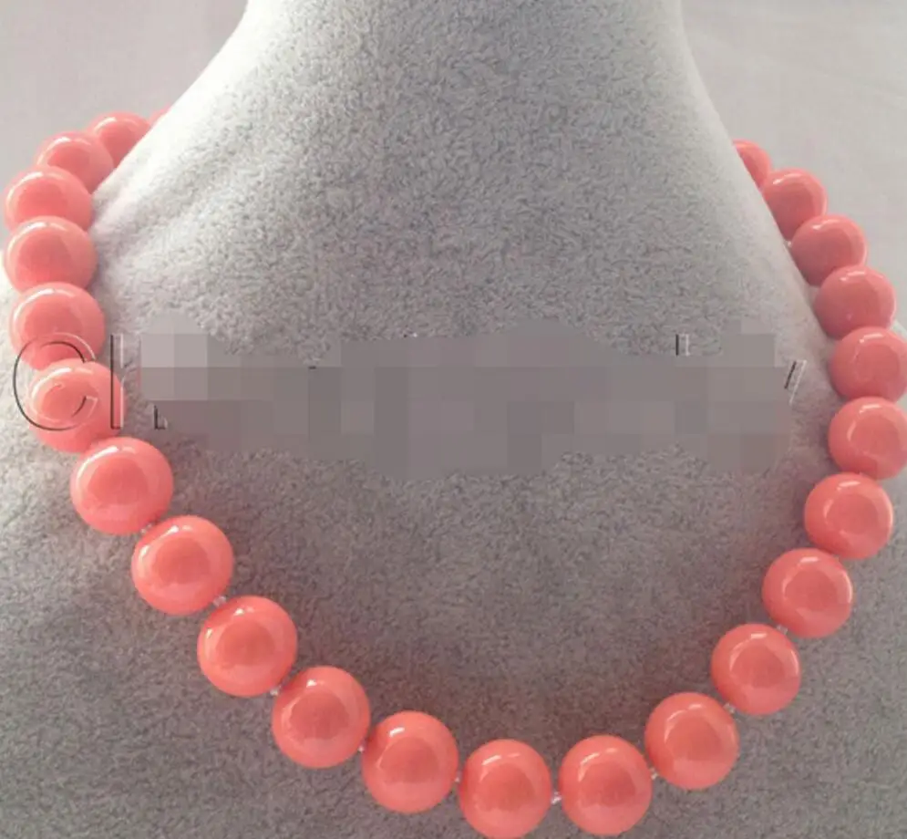 Free Shipping Beautiful 18&quot 8mm perfect round pink coral color south sea shell pearl necklace AAA style Fine Noble real Natural |