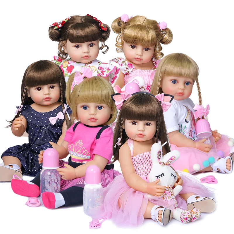 Full silicone reborn dolls 2255cm girl body bb reborn babies toddler dolls  for child birthday