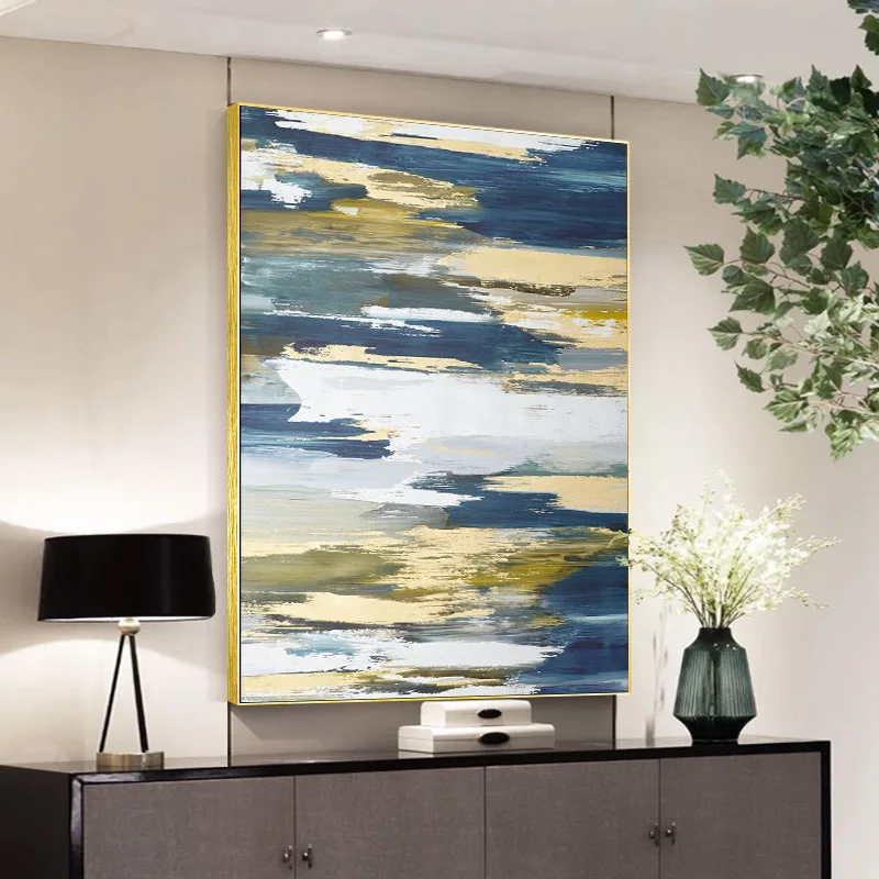 

Minimalist Modern Hand-Painted Abstract Pattern Oil Painting Entrance Walkway Hallow Living Room Decorative Painting Light Luxur