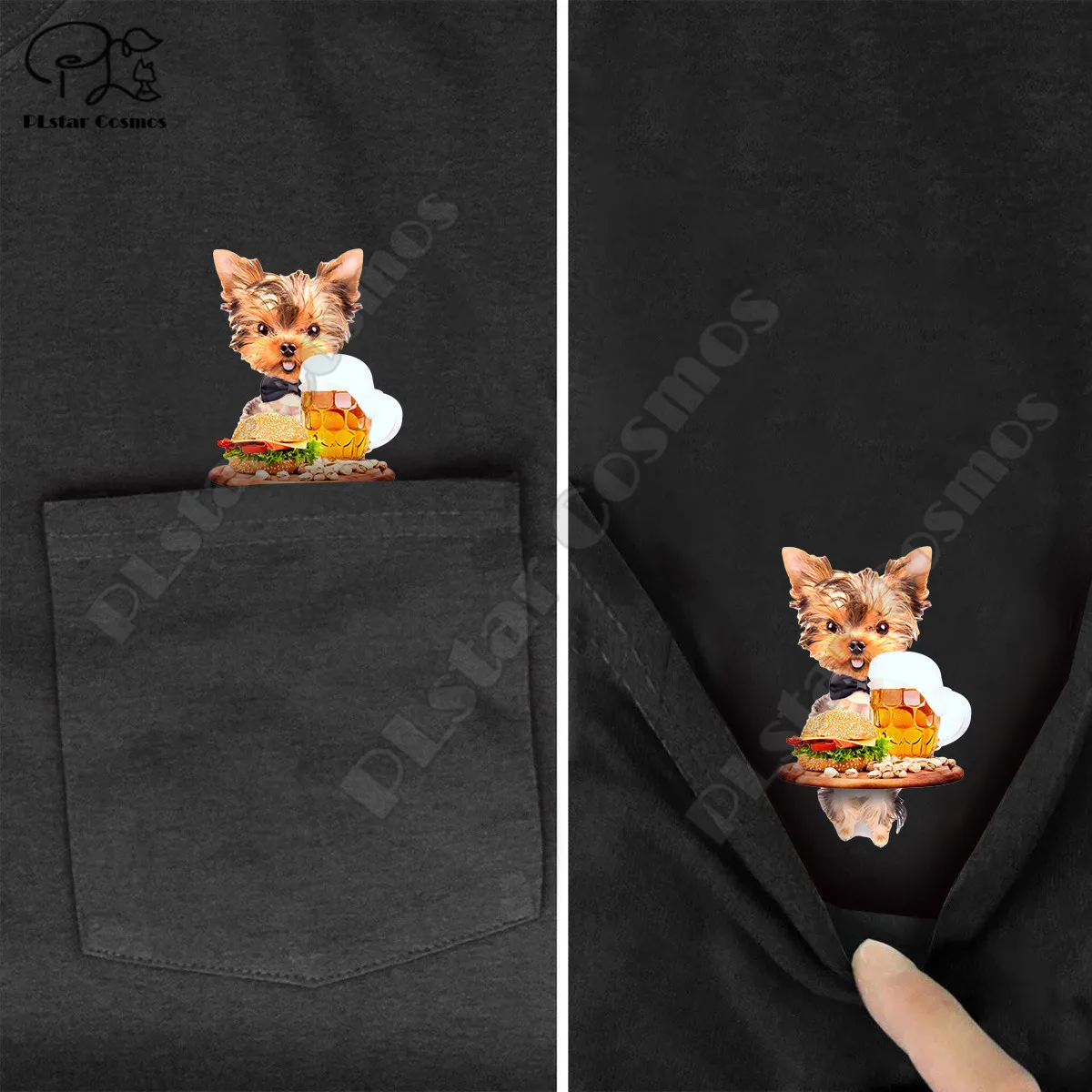 

PLstar Cosmos T Shirt summer pocket beer dog printed t-shirt men for women shirts tops funny cotton black tees style-15