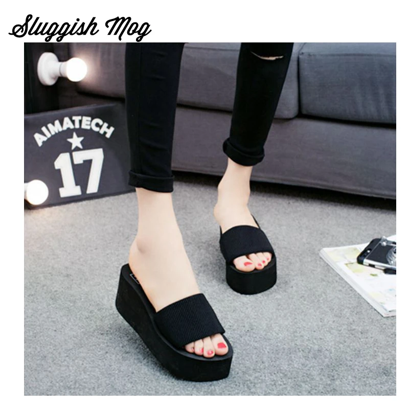 

Sluggish Mog Women Summer Fashion Candy Color Slippers Plus Size 35-40 Slip-on Flats Sandals Casual Wedges Shoes WS14