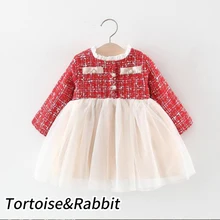Платье принцессы для маленьких девочек Классическая клетчатая детская одежда с длинными рукавами осенняя одежда для дня рождения, дизайнерские платья для детей 12 мес.-4 лет