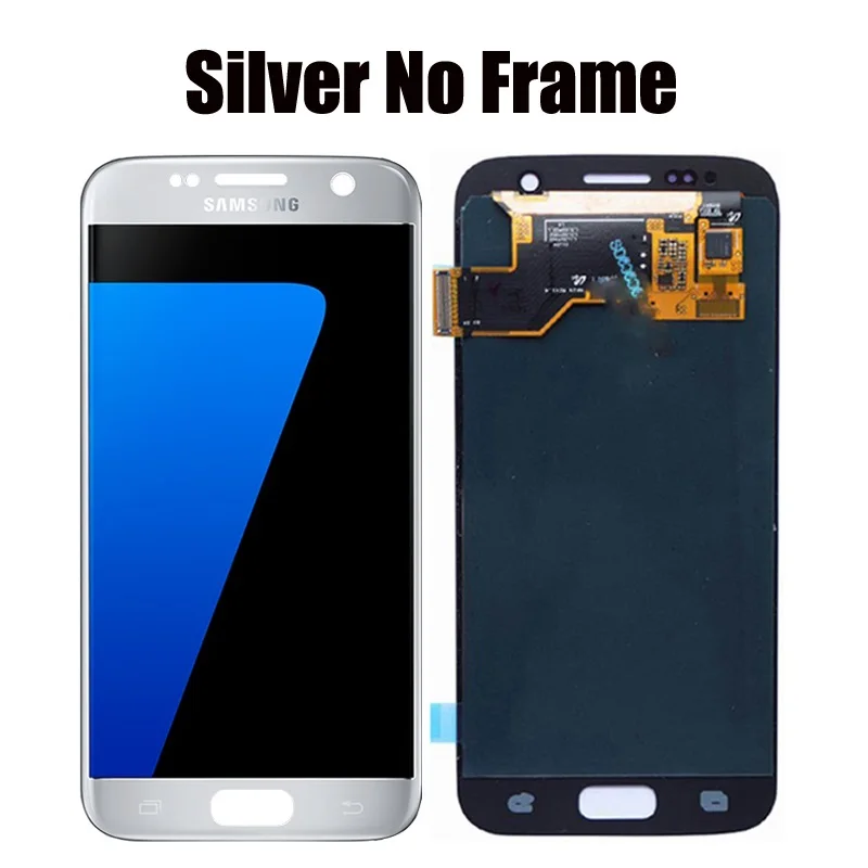 Silver No Frame 5,1 ''для samsung Galaxy S7 G930 G930F G930FD lcd SUPER AMOLED дисплей кодирующий преобразователь сенсорного экрана в сборе Замена - Цвет: Silver No Frame