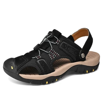 

Summer Soft Sandals Classic Men's Sandals Comfortable Men Shoes Genuine Leather Sandals Big Size Soft Outdoor Men Roman Sandals