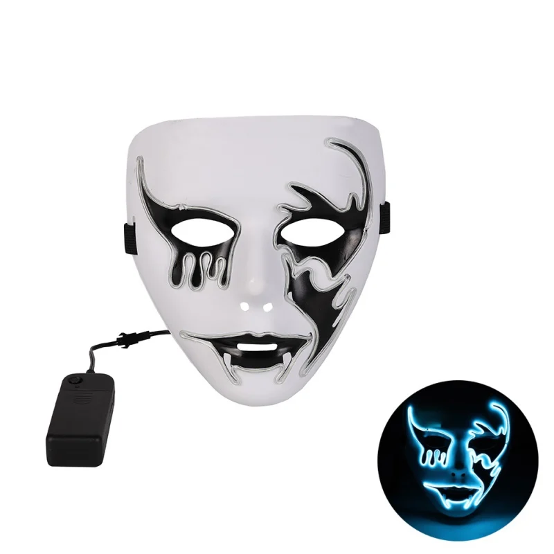 Маска на Хэллоуин СВЕТОДИОДНЫЙ маски с подсветкой Костюмные принадлежности для фестиваля Маскарад косплей вечерние представления светится в темноте - Цвет: BL