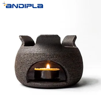 

Handmade Retro Coarse Pottery Tea Stove Candle Heating Warmer Base Ceramic Teapot Holder Teapot Trivets Tea Ceremony Accessories