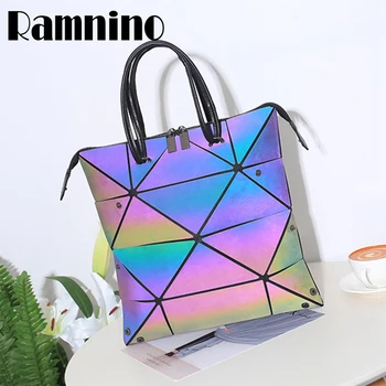 

Luxury Female Designer Luminous Deformation Folding Diamond Handbag Geometric Rhombic Fashion Shoulder Bag For Women PU Tote