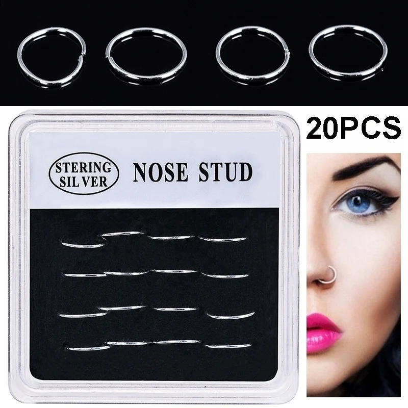 24PCS/Box Heart Shape Fashion Body Jewelry Nose Studs Nose Piercing Colorful Crystal Nose Rings For Women Ear Piercing Gifts