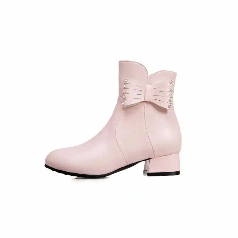 Smeeroon/Большие размеры 34-48; модные женские ботинки Ботильоны на молнии на среднем каблуке классические осенне-зимние ботинки Новинка года; женская обувь - Color: pink