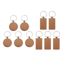 Drewniany breloczek pusty 5 paczek drewno spersonalizowane wygrawerować farby lub plamy tagi DIY tanie tanio Kesoto CN (pochodzenie) Drewniane opakowanie DIY Blank Wooden Key Chain Key Chain Rings