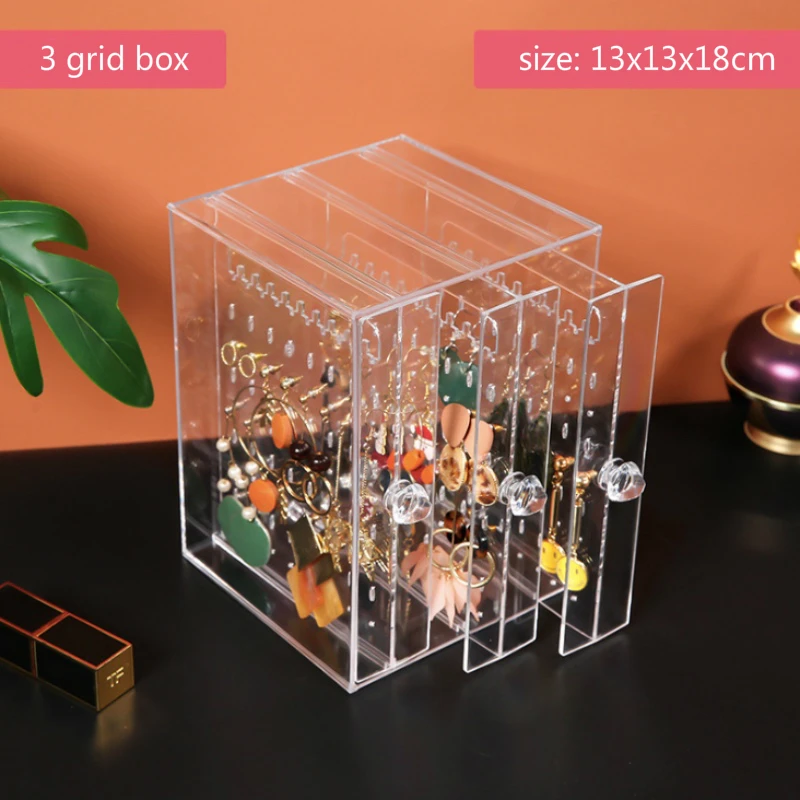 Desktop storage box organizer Earrings box earrings jewelry storage box dust-proof hanging jewelry store transparent display box