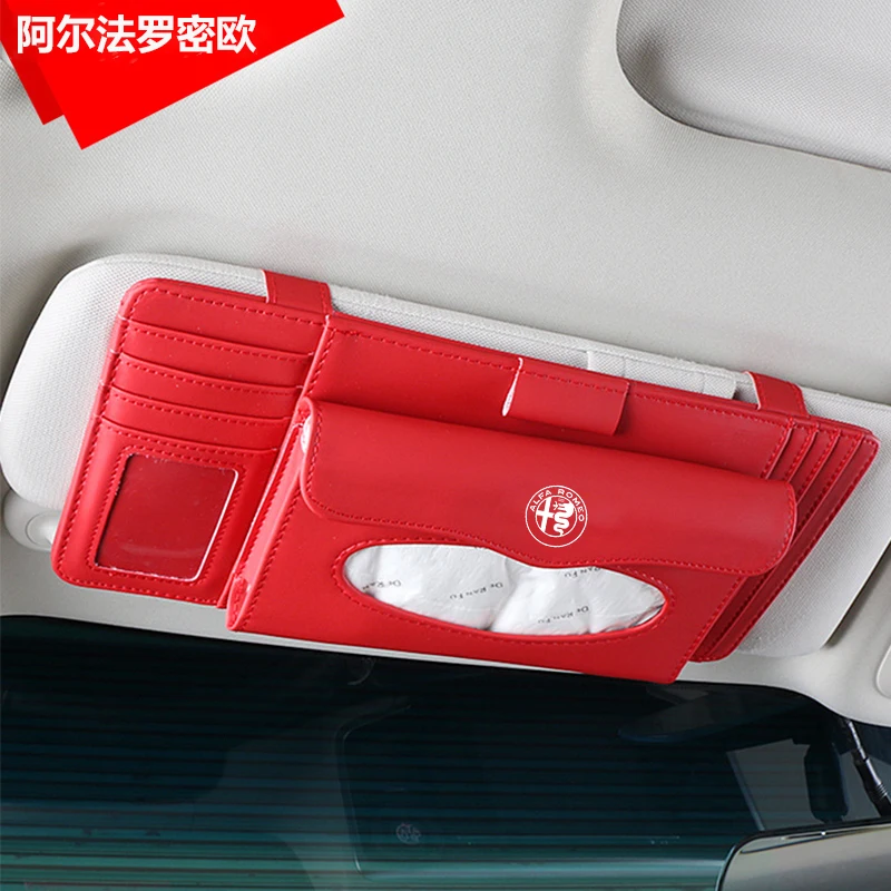 

Car Kit Tissue Box Universal PU Car Sun Visor Hanging Type Pattern Tissue Cover In Car Styling FOR ALFA ROMEO 156 147 159 166