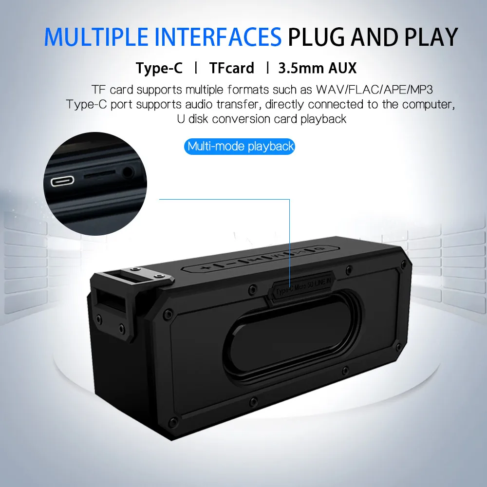 Bluetooth Speaker 40W Portable Column Bluetooth Soundbar for Computer Super Bass Stereo Waterproof Shockproof Boom Box 15 Hours