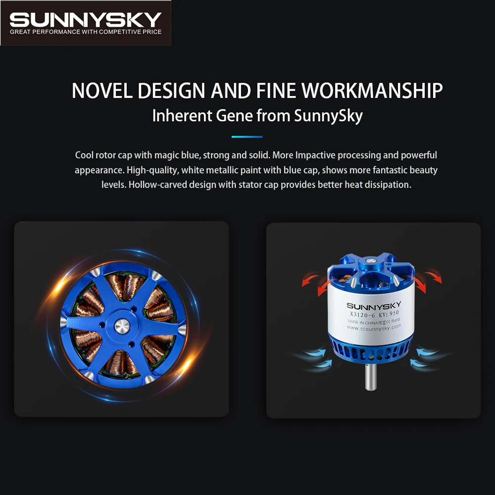 

Original Sunnysky X3120III 760KV 880KV 1025KV Fix-wing Brushless Motor for Multi-rotor Aircraft multi-axis motor disc motor